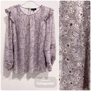 1.State Floral Cottagecore Embroidered Top Feminine Puff Sleeve Dainty